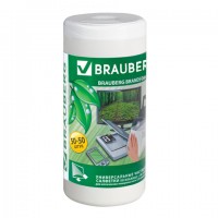 Чистящие салфетки BRAUBERG для LCD (ЖК)-мониторов, сухие и влажные в тубе, 50+50 шт., 510121