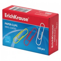 Скрепки ERICH KRAUSE, 33 мм, цветные, 100 шт., в картонной коробке, 24872