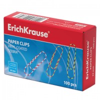Скрепки ERICH KRAUSE, 33 мм, с цветными полосками "Zebra", 100 шт., в картонной коробке, 24874