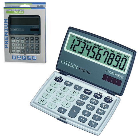 Калькулятор карманный CITIZEN CTC-110WB (106x63 мм) 10 разрядов, двойное питание
