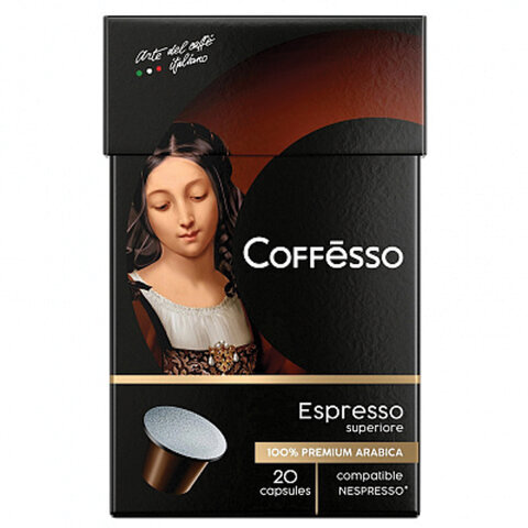 Кофе в капсулах COFFESSO Espresso Superiore для кофемашин Nespresso, 100% арабика, 20 шт. х 5 г, 101230