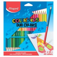 Карандаши двухцветные MAPED (Франция) "Color Pep's" 24 шт., 48 цветов, трехгранные, двусторонние, 829602