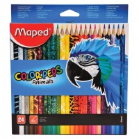 Карандаши цветные MAPED (Франция) "Color Pep's Animals'", 24 цвета, трехгранные, заточенные, европодвес, 832224