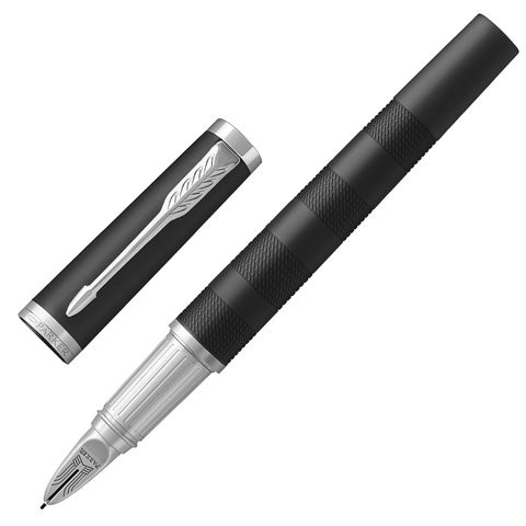 Ручка "Пятый пишущий узел" PARKER "Ingenuity Premium Black Rubber CT", корпус черный, хромированные детали, черная, 1931465