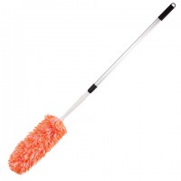 Сметка-метелка для смахивания пыли ЛАЙМА, телескопическая стальная ручка, 160 см, оранжевая, 603619