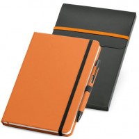Набор: блокнот Advance с ручкой, оранжевый с черным