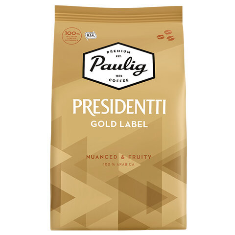 Кофе в зернах PAULIG "Presidentti Gold Label", арабика 100%, 1000г, вакуумная упаковка, ш/к 76243, 17624
