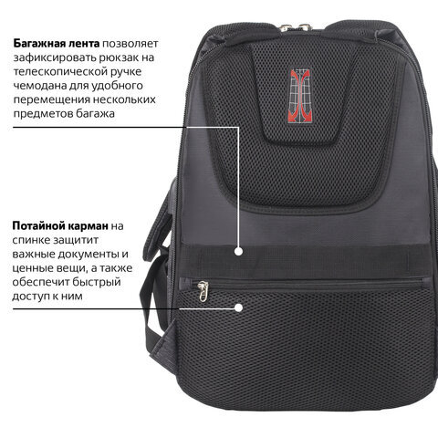 Рюкзак BRAUBERG BUSINESS универсальный, с отд. для ноутбука, USB-порт, Progress, 48х14х34 см, 229873