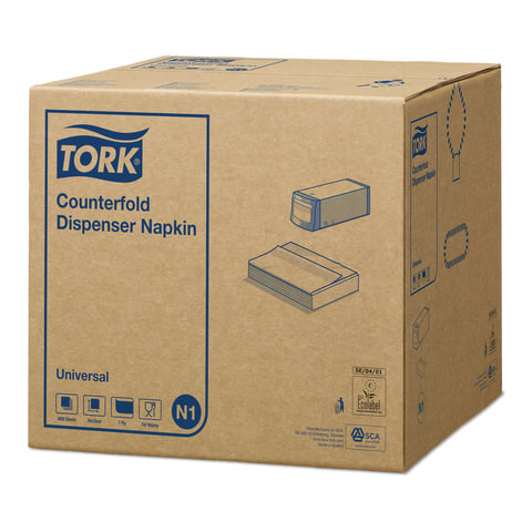 Салфетки TORK (Система N1) Counterfold, комплект 16 шт., 33х30 см, 250 шт., белые, 10905