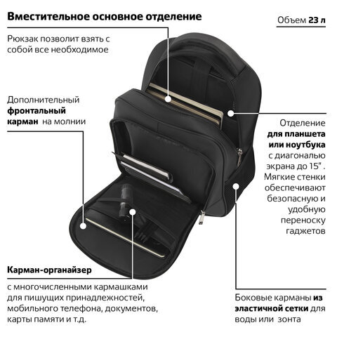 Рюкзак BRAUBERG BUSINESS универсальный, с отд. для ноутбука