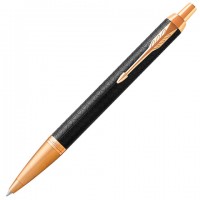 Ручка шариковая PARKER "IM Premium Black GT", корпус черный матовый с гравировкой, позолоченные детали, синяя, 1931667