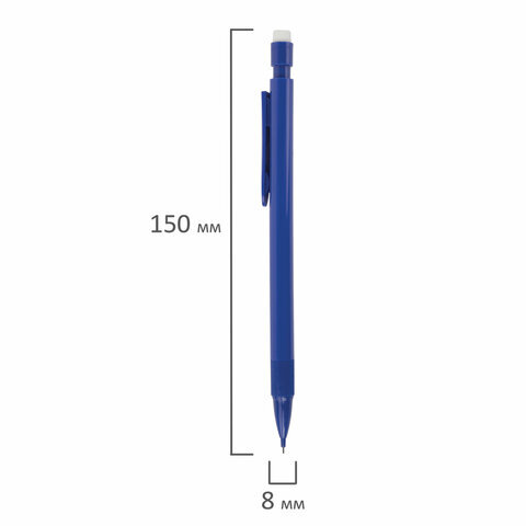 Карандаш механический STAFF, корпус синий, ластик, 0,5 мм, 180875