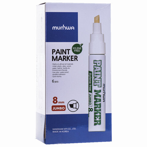 Маркер-краска лаковый (paint marker) MUNHWA "Jumbo", 8 мм, КРАСНЫЙ, нитро-основа, алюминиевый корпус, JPM-03