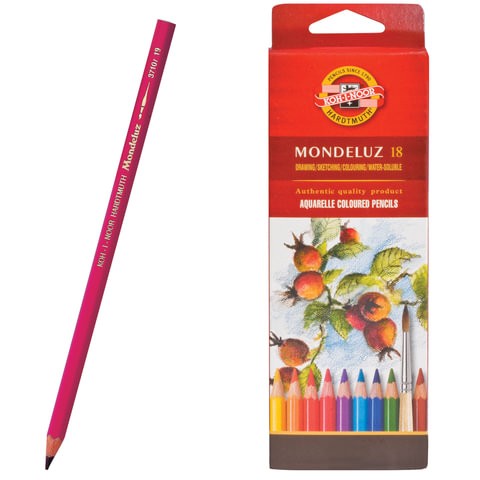 Карандаши цветные акварельные художественные KOH-I-NOOR "Mondeluz", 18 цветов, 3,8 мм, заточенные, европодвес, 3717018001KSRU