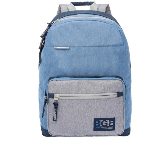 Рюкзак GRIZZLY молодежный, 1 отделение, карман для ноутбука, синий, 41х28х18 см, RQ-008-2/2