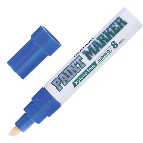 Маркер-краска лаковый (paint marker) MUNHWA "Jumbo", 8 мм, СИНИЙ, нитро-основа, алюминиевый корпус, JPM-02