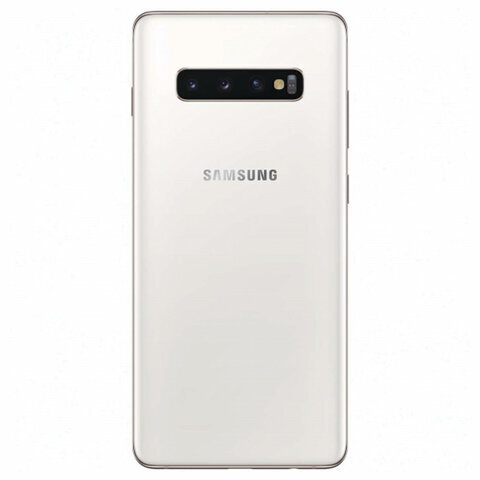 Смартфон SAMSUNG Galaxy S10+, 2 SIM, 6,4”, 4G (LTE), 16/10 + 8 + 12 + 12 Мп, 128 ГБ, белый, металл, SM-G975FCWDSER
