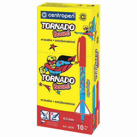 Ручка-роллер СИНЯЯ CENTROPEN "Tornado Boom", корпус с печатью, 0,5 мм, линия 0,3 мм, 2675, 3 2675 1005