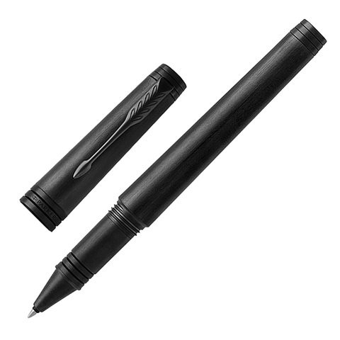 Ручка-роллер PARKER "Premier Monochrome Black PVD", корпус черный матовый, детали из латуни, черная, 1931432