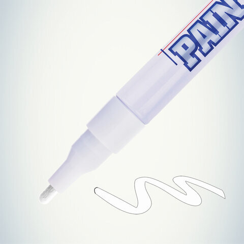 Маркер-краска лаковый (paint marker) MUNHWA "Slim", 2 мм, БЕЛЫЙ, нитро-основа, алюминиевый корпус, SPM-05