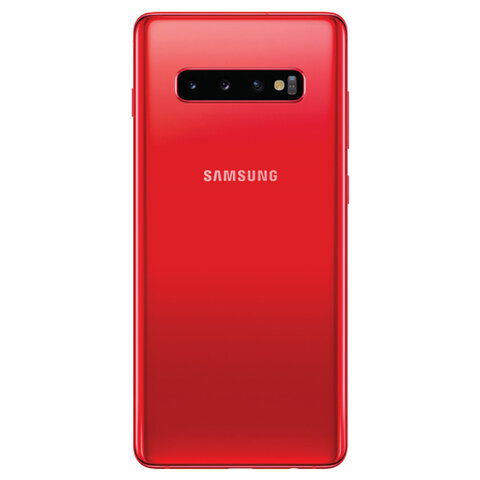 Смартфон SAMSUNG Galaxy S10+, 2 SIM, 6,4”, 4G (LTE), 16/10 + 8 + 12 + 12 Мп, 128 ГБ, гранат, металл, SM-G975FZRDSER