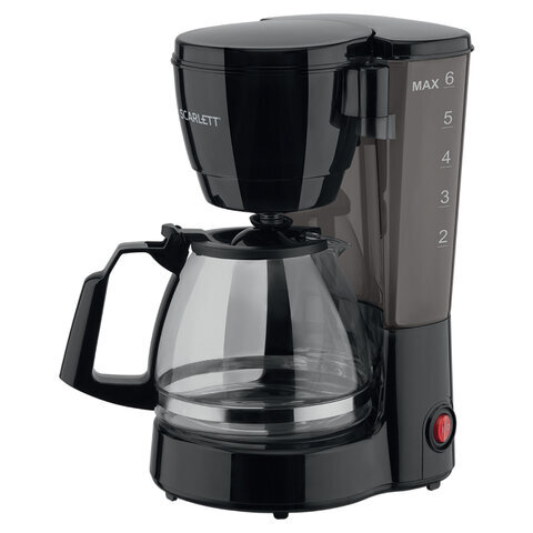 Кофеварка капельная SCARLETT SC-CM33018, объем 0,75 л, мощность 600 Вт, подогрев, пластик, черная