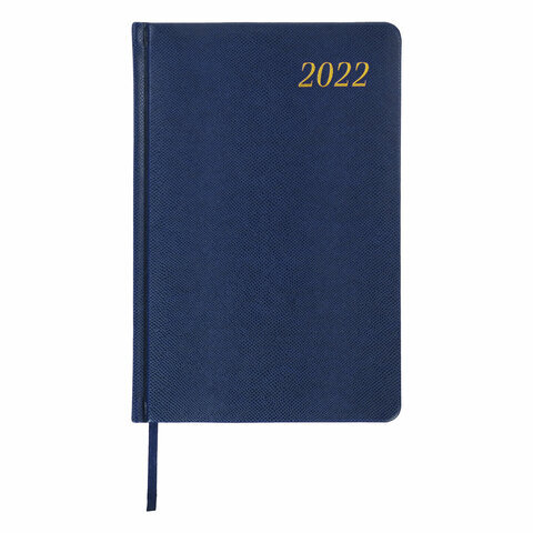 Еженедельник датированный 2022 А5 (145х215мм) BRAUBERG Iguana, кожзам, синий, код_1С, 112870