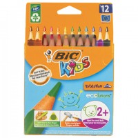 Карандаши цветные утолщенные BIC "Triangle", 12 цветов, пластиковые, трехгранные, картонная упаковка, 8297356