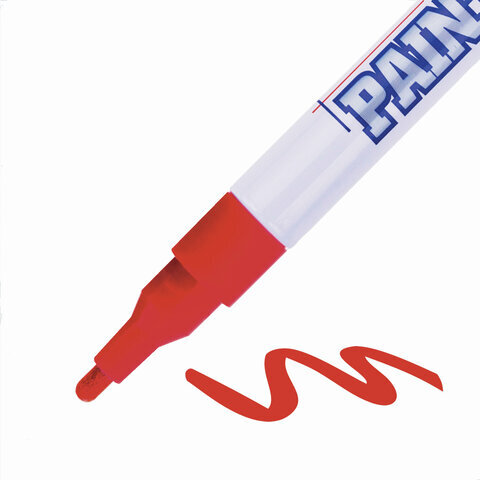Маркер-краска лаковый (paint marker) MUNHWA "Slim", 2 мм, КРАСНЫЙ, нитро-основа, алюминиевый корпус, SPM-03