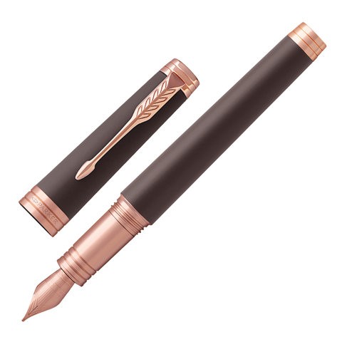 Ручка перьевая PARKER "Premier Soft Brown PGT", корпус коричневый, детали розовое золото, черная, 1931405