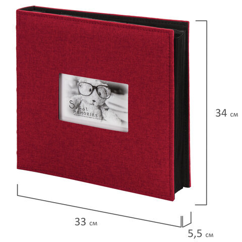 Фотоальбом BRAUBERG на 500 фото 10х15 см, ткань, бордовый, 391187