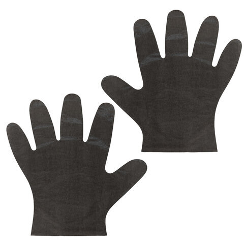 Перчатки полиэтиленовые черные, КОМПЛЕКТ 50 пар (100 шт.), M (средние), 8 микрон, ЛАЙМА, 606881