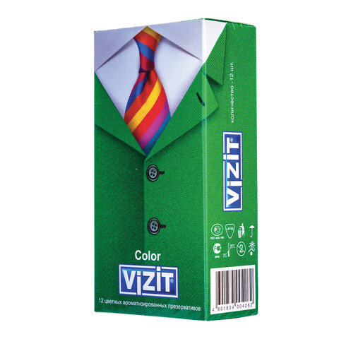 Презервативы латексные VIZIT Color, комплект 12 шт., цветные ароматизированные, 101010331