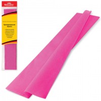 Цветная бумага крепированная BRAUBERG, стандарт, растяжение до 65%, 25 г/м2, европодвес, розовая, 50х200 см, 124729
