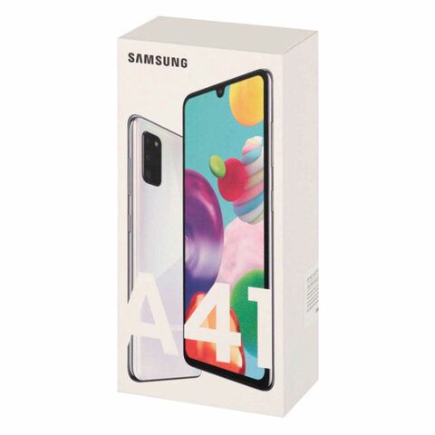 Смартфон SAMSUNG Galaxy A41, 2 SIM, 6,1”, 4G (LTE), 48/25+8+5 Мп, 64 ГБ, белый, пластик, SM-A415FZWMSER
