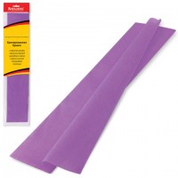 Цветная бумага крепированная BRAUBERG, стандарт, растяжение до 65%, 25 г/м2, европодвес, фиолетовая, 50х200 см, 124733