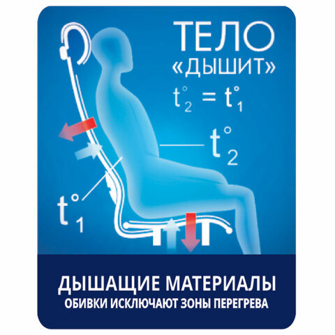 Кресло офисное МЕТТА "К-3" хром, ткань-сетка, сиденье и спинка регулируемые, синее