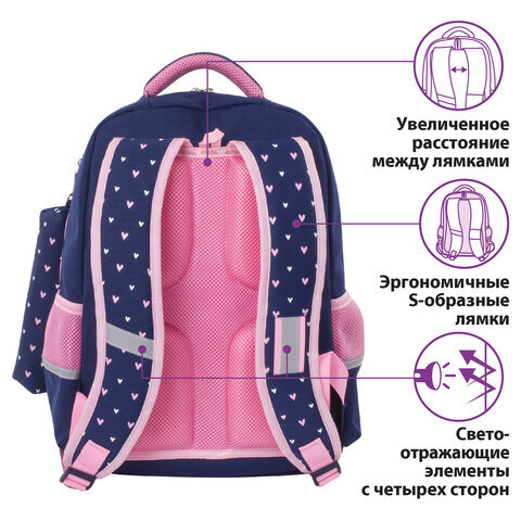 Рюкзак ЮНЛАНДИЯ COMPLETE, с пеналом в комплекте, эрго-спинка, Pink bow, 42х29х14 см, 229972
