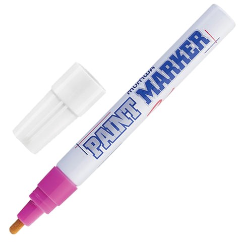 Маркер-краска лаковый (paint marker) MUNHWA, 4 мм, РОЗОВЫЙ, нитро-основа, алюминиевый корпус, PM-10