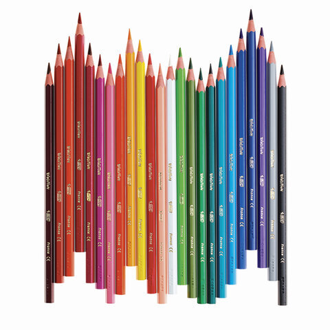 Карандаши цветные BIC "Kids ECOlutions Evolution", 24 цвета, пластиковые, заточенные, европодвес, 937515