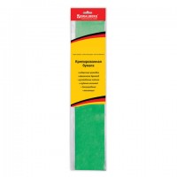 Цветная бумага крепированная BRAUBERG, металлик, растяжение до 35%, 50 г/м2, европодвес, зеленая, 50х100 см, 124739
