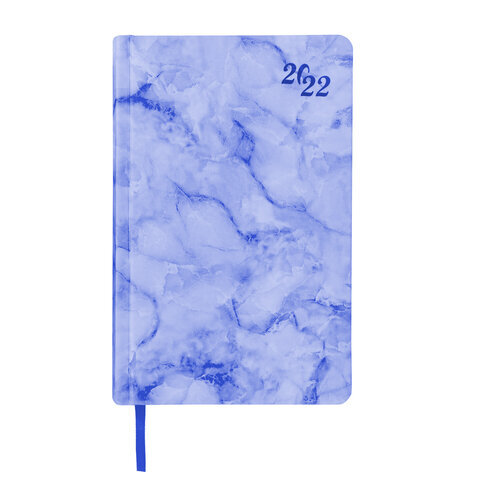 Ежедневник датированный 2022 А5 138x213 мм BRAUBERG "Marble", под кожу, синий мрамор, 112745
