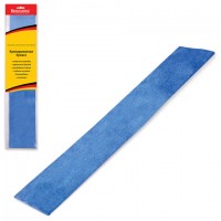 Цветная бумага крепированная BRAUBERG, металлик, растяжение до 35%, 50 г/м2, европодвес, синяя, 50х100 см, 124740