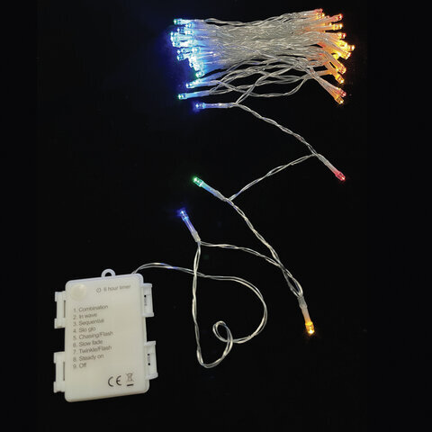 Электрогирлянда уличная ЗОЛОТАЯ СКАЗКА "Нить", IP44, 60LED, 6м, RGB, батарейки, контр, 591291