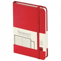 Бизнес-Блокнот А6, 100 л., твердая обложка, балакрон фактурный, на резинке, BV, Красный, 3-102/04