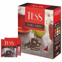 Чай TESS (Тесс) "Earl Grey", черный, с цедрой лимона, 100 пакетиков в конвертах по 1,8г, ш/к 12518, 1251-09
