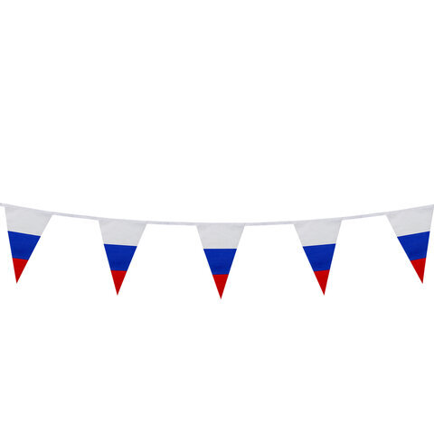 Гирлянда из флагов России, длина 5м, 10 треугольных флажков 20х30см, BRG,  550186, RU27