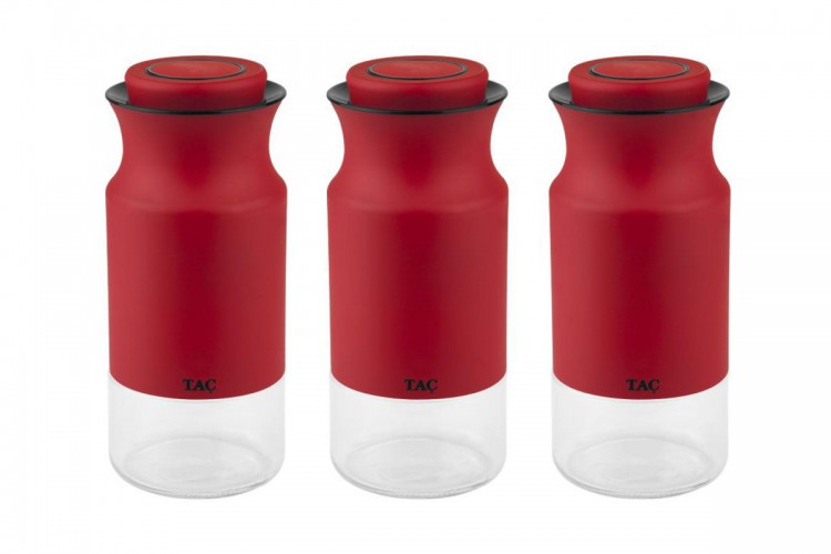 Набор банок для сыпучих продуктов TAC M, 3 шт., красный 1000мл Bradex (TK 0335)
