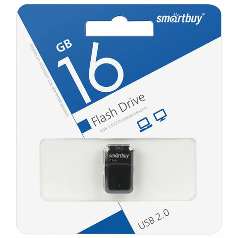 Флеш-диск 16GB SMARTBUY Art USB 2.0, черный, SB16GBAK